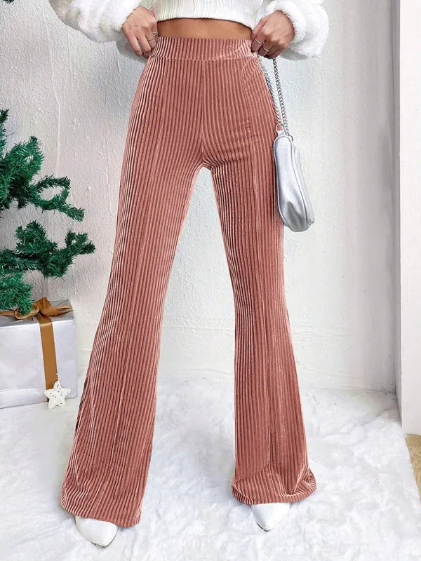 High waist corduroy flared pants