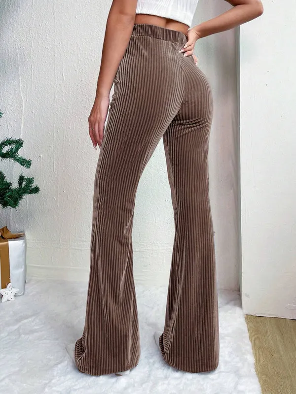 High waist corduroy flared pants