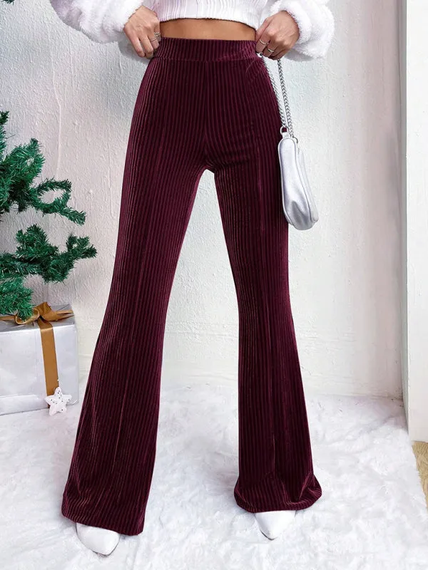 High waist corduroy flared pants