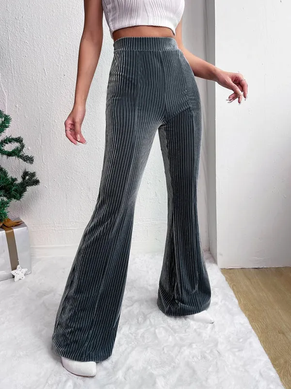 High waist corduroy flared pants