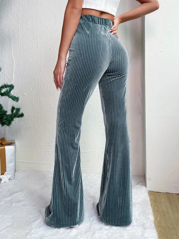 High waist corduroy flared pants
