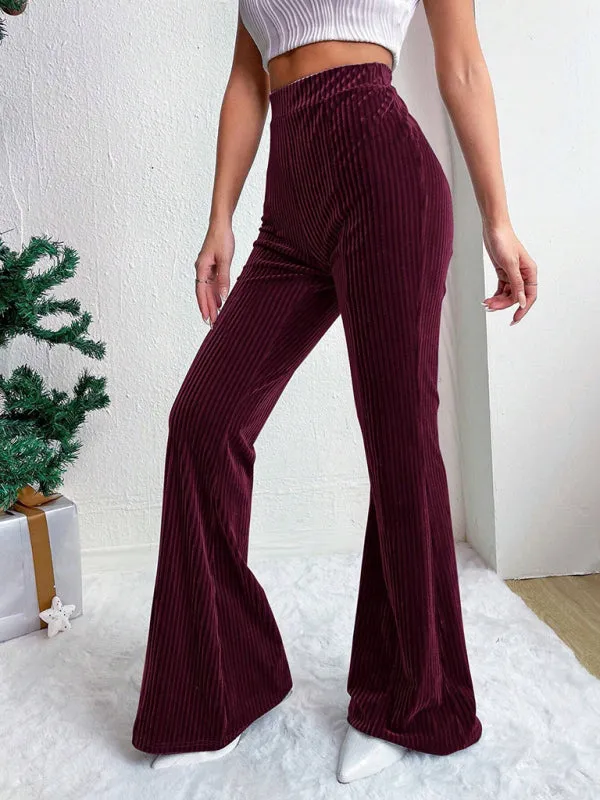 High waist corduroy flared pants