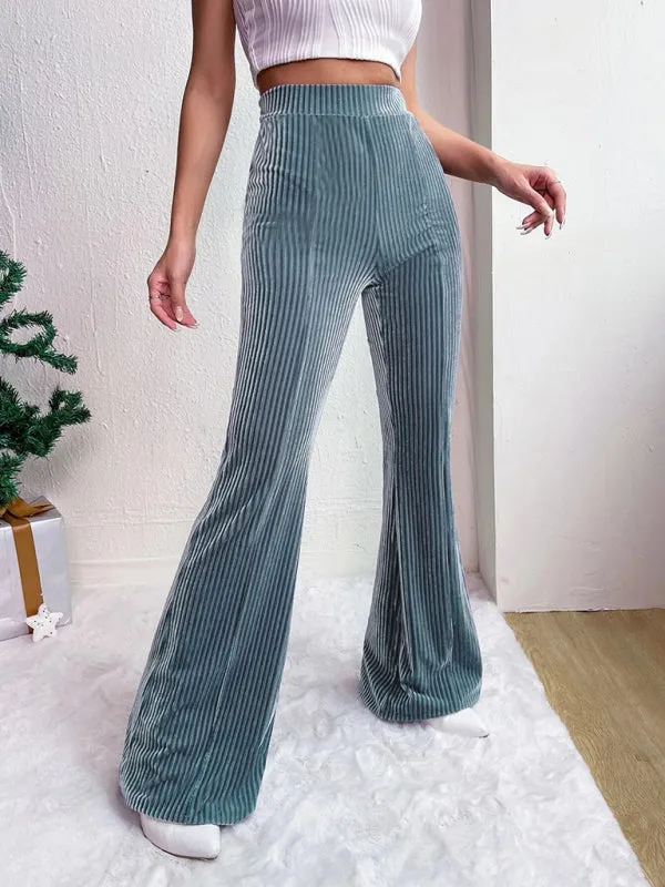 High waist corduroy flared pants