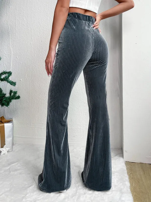 High waist corduroy flared pants