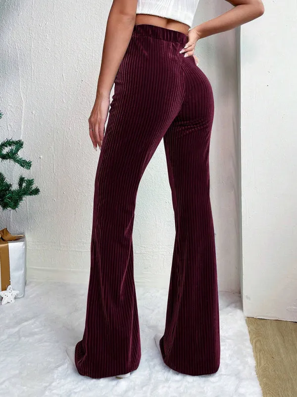 High waist corduroy flared pants
