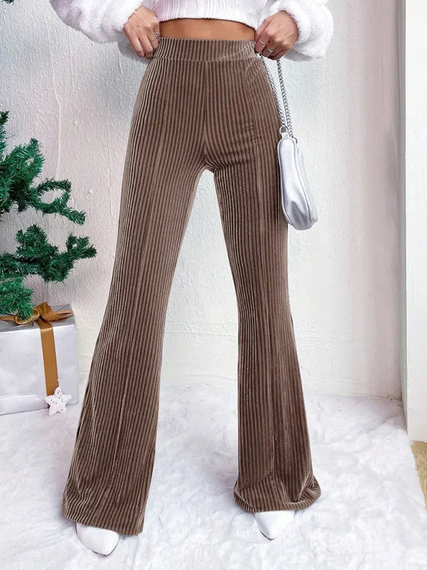 High waist corduroy flared pants