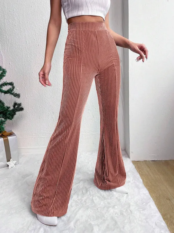 High waist corduroy flared pants