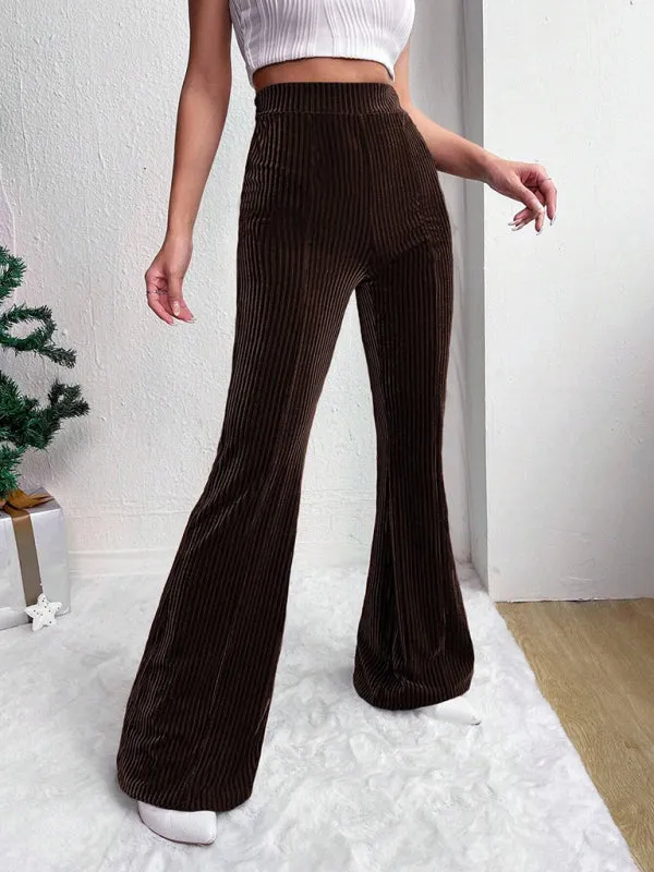 High waist corduroy flared pants