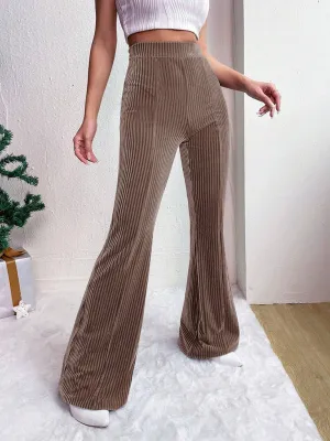 High waist corduroy flared pants