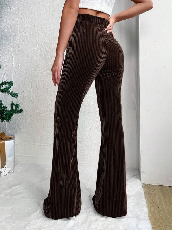 High waist corduroy flared pants