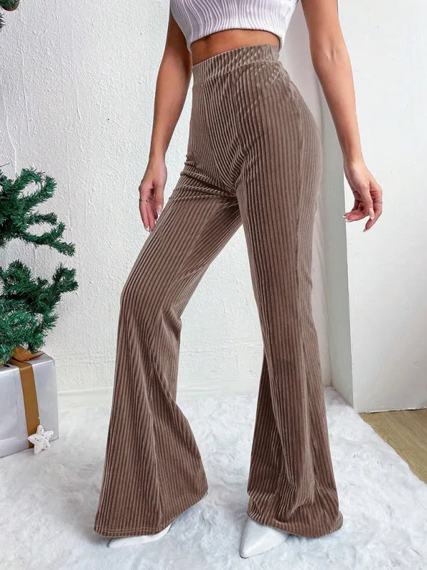 High waist corduroy flared pants