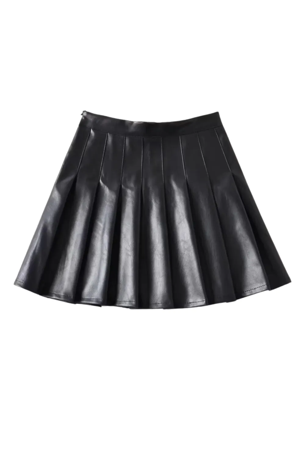 'Katie' High Waist Pleated Leather Skirt (3 Colors)