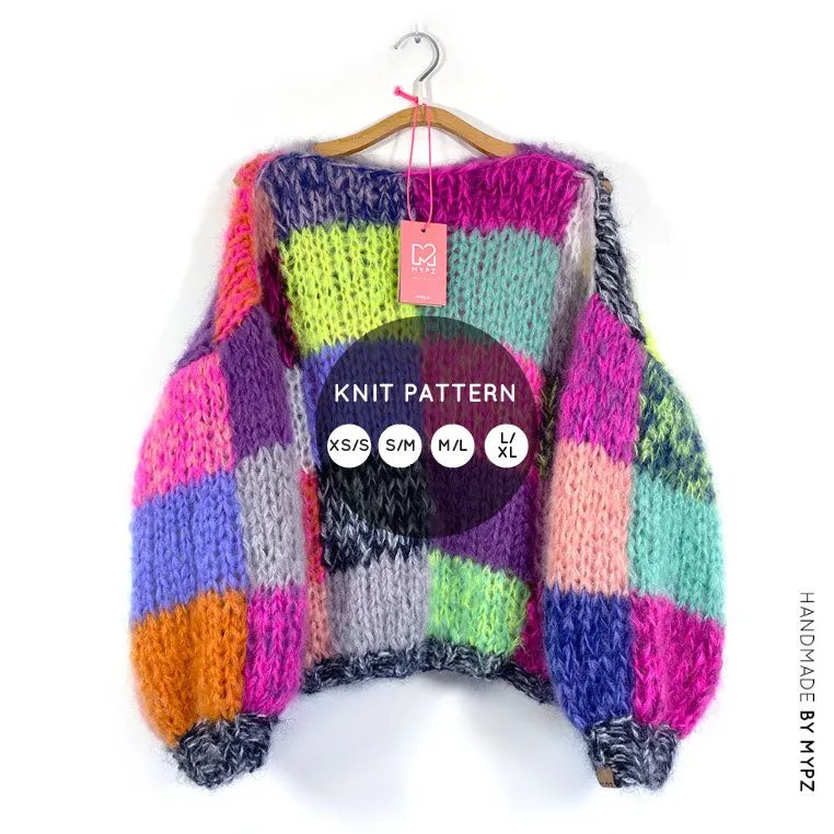 Knit pattern – MYPZ Chunky Rainbow Patchwork Pullover No.15 (ENG-NL)