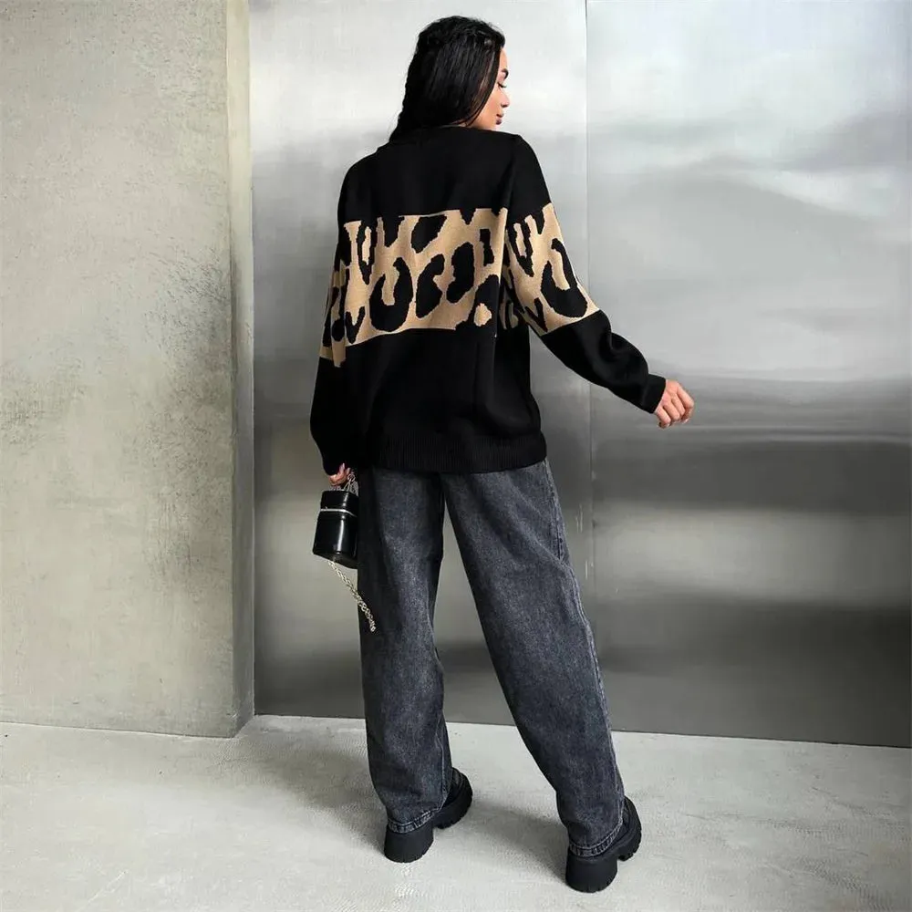 Ladies Leopard loose Sweater