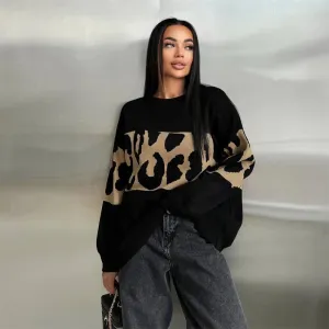 Ladies Leopard loose Sweater