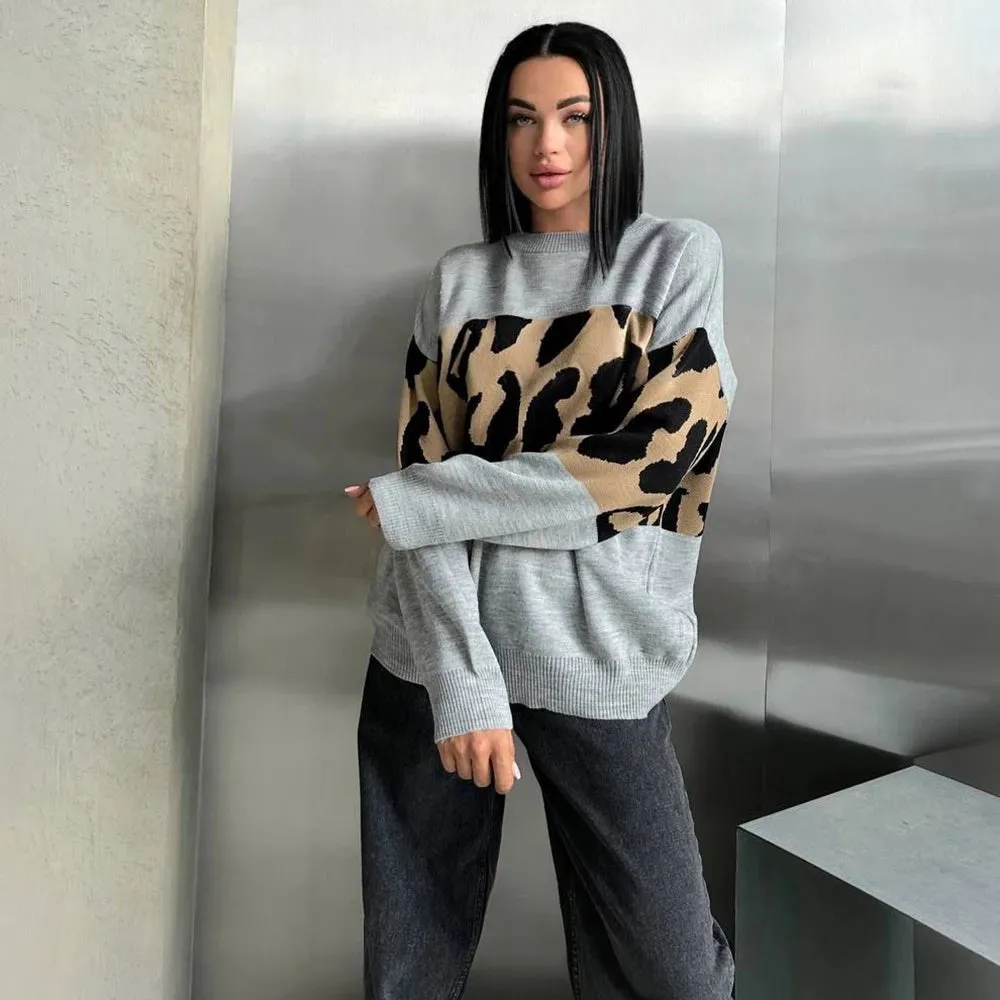 Ladies Leopard loose Sweater