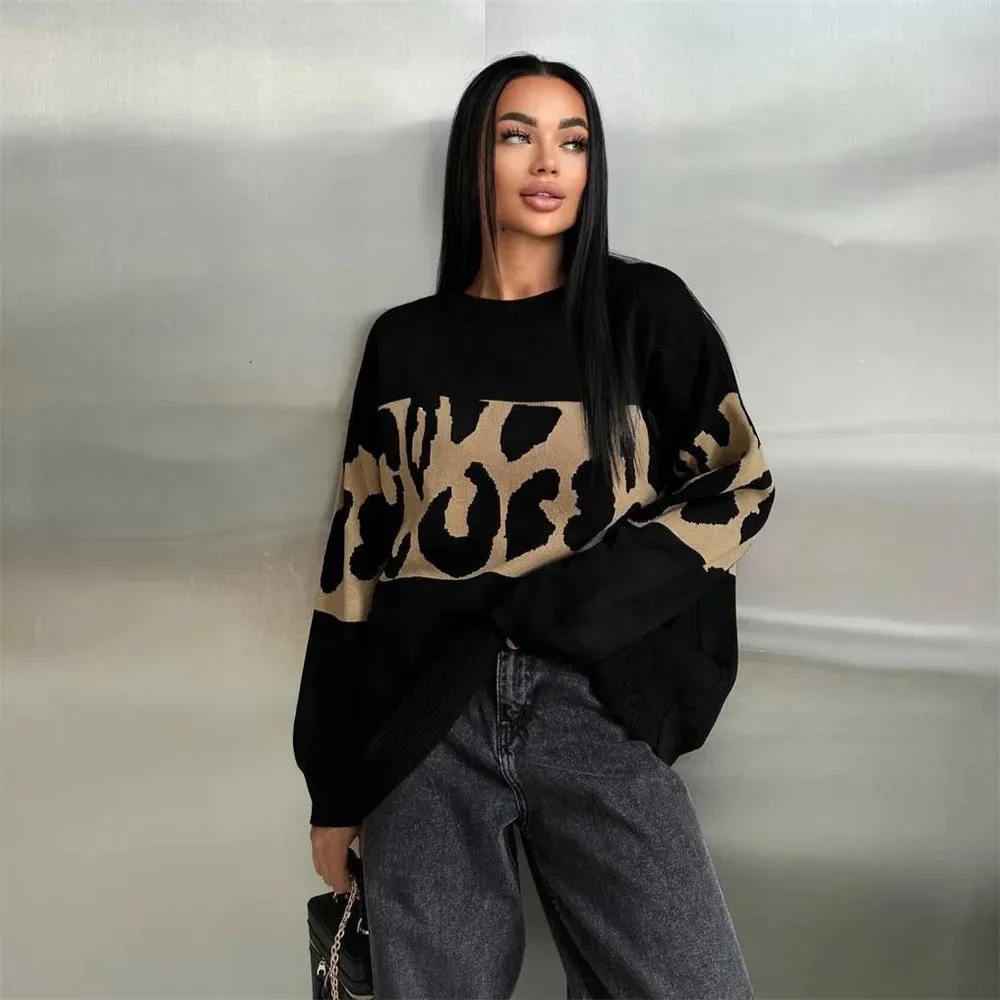 Ladies Leopard loose Sweater