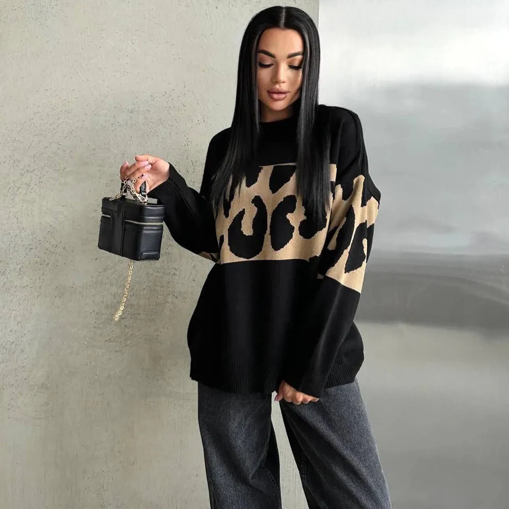 Ladies Leopard loose Sweater