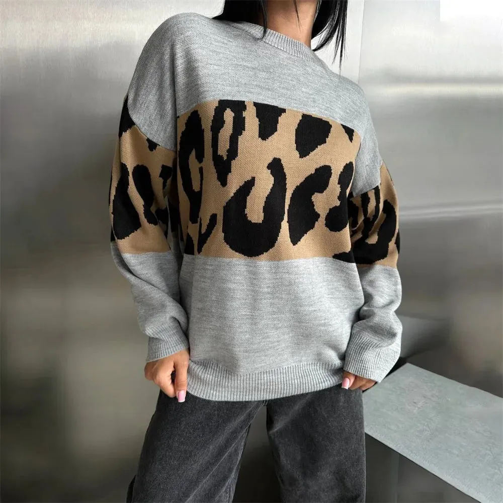 Ladies Leopard loose Sweater