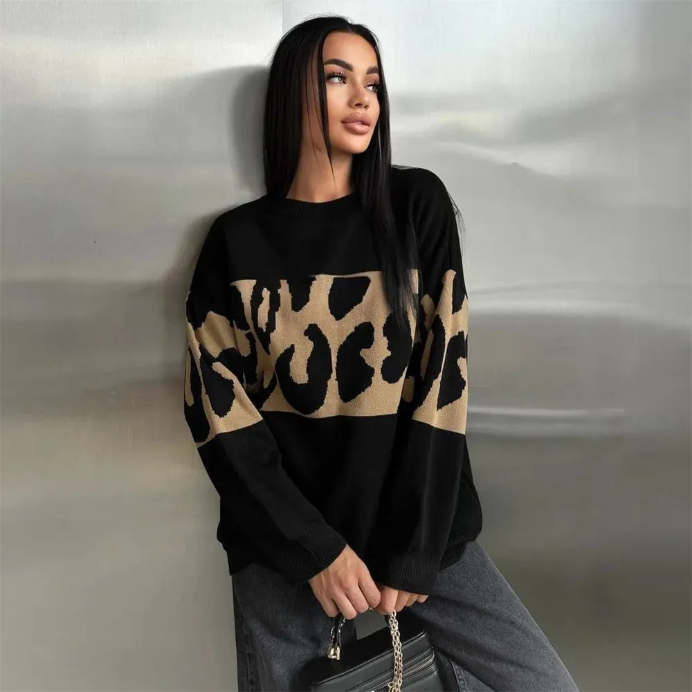 Ladies Leopard loose Sweater