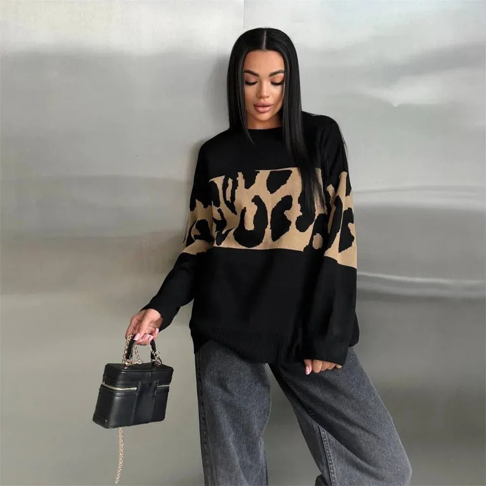 Ladies Leopard loose Sweater