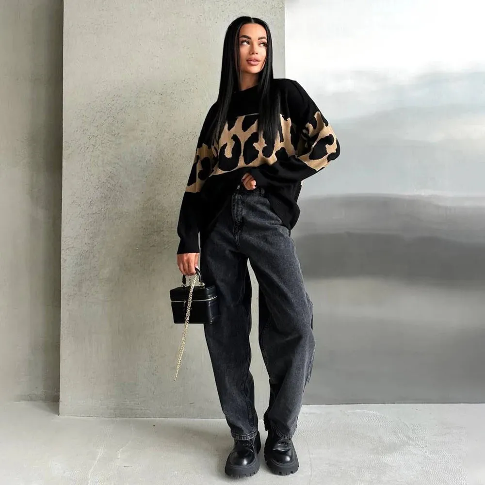 Ladies Leopard loose Sweater