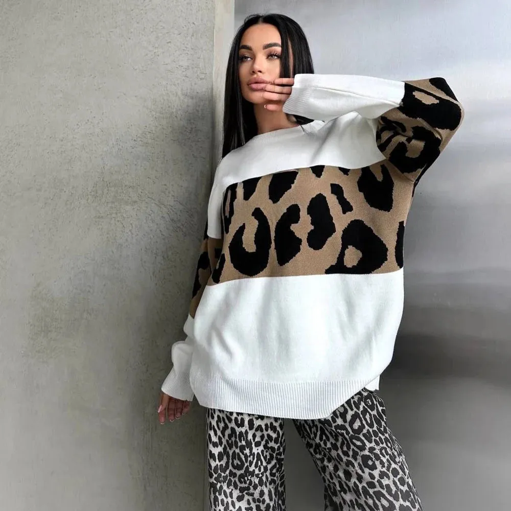 Ladies Leopard loose Sweater