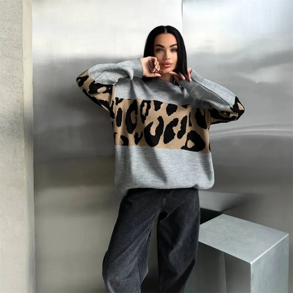 Ladies Leopard loose Sweater