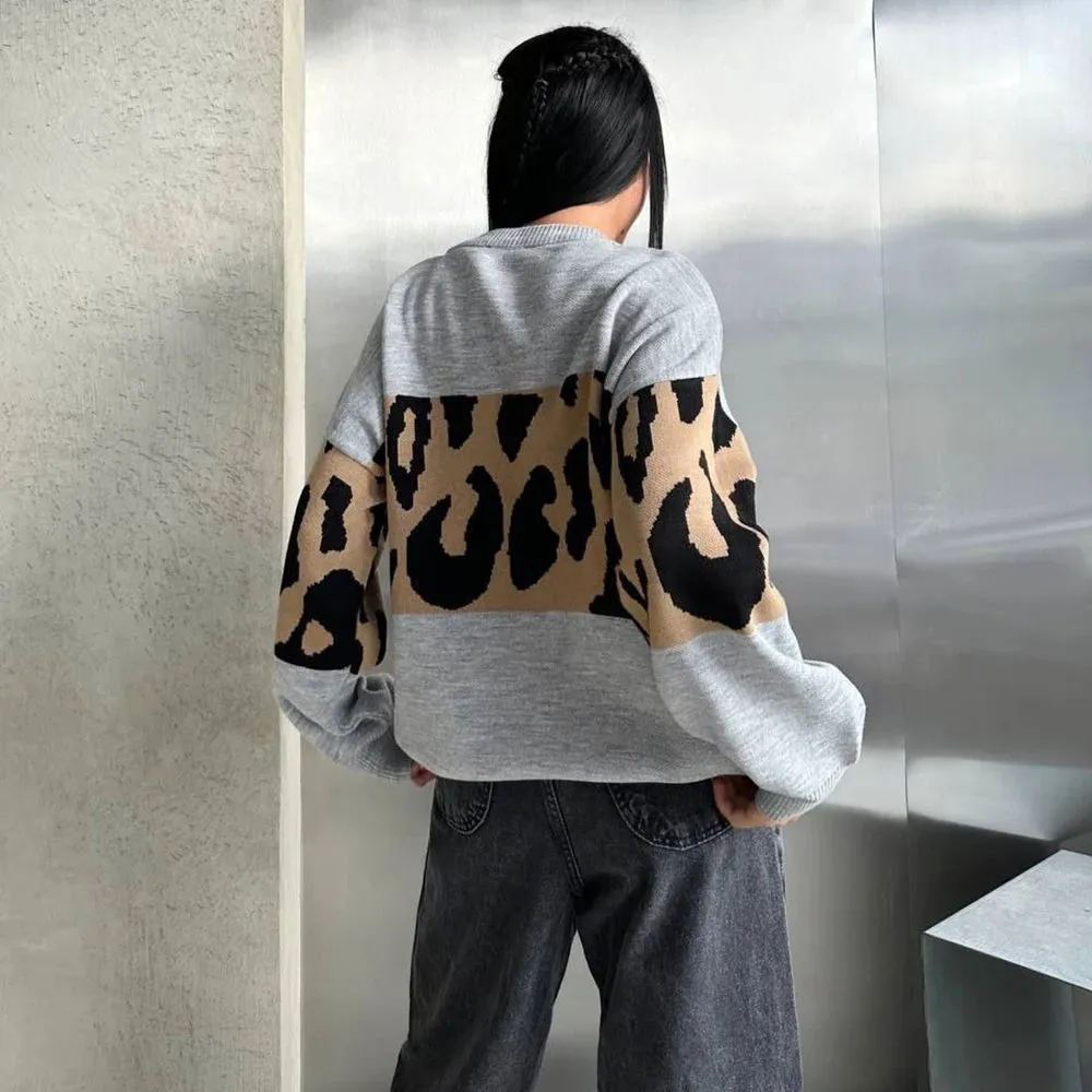 Ladies Leopard loose Sweater