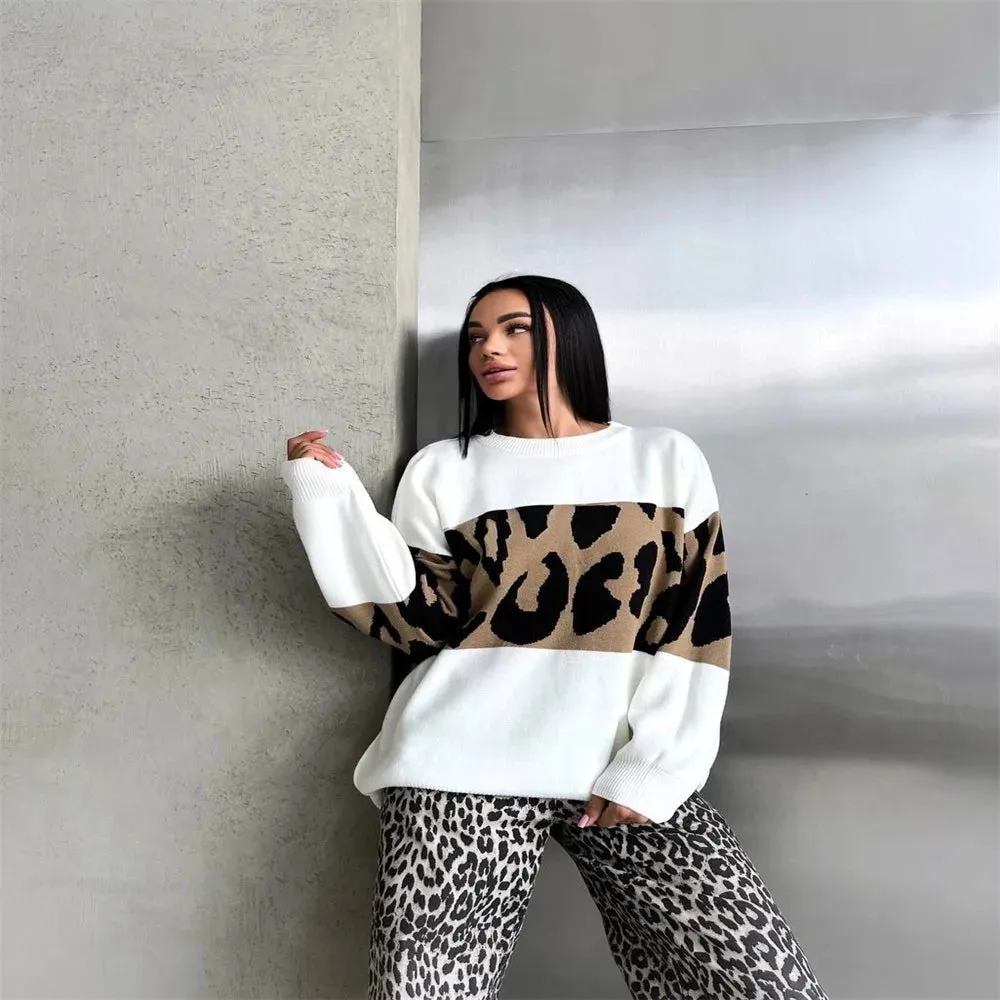 Ladies Leopard loose Sweater