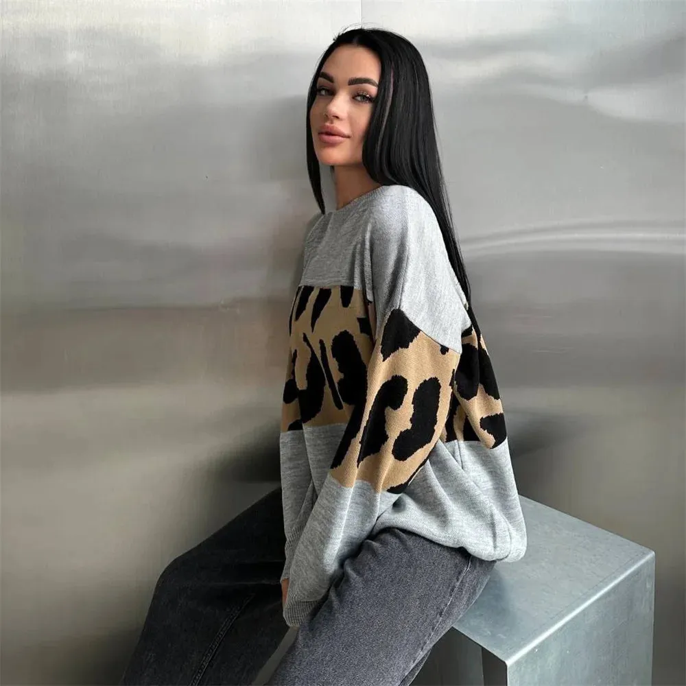 Ladies Leopard loose Sweater