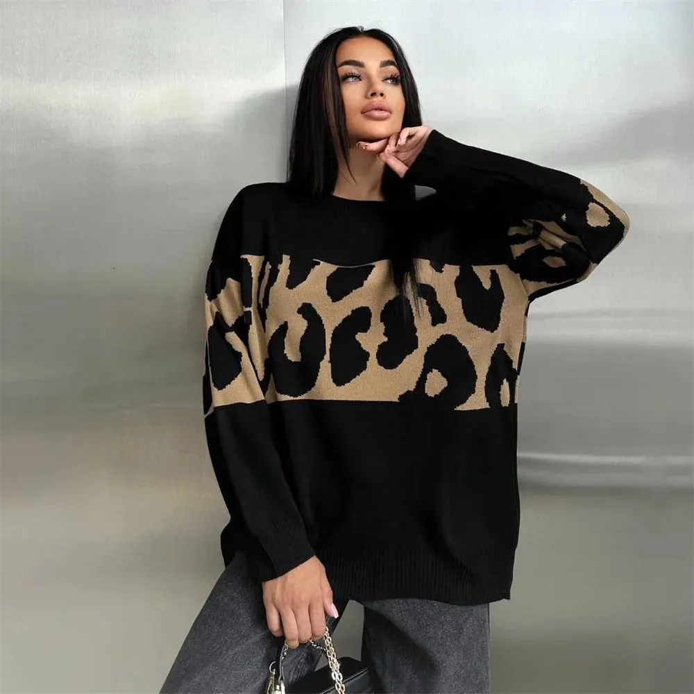 Ladies Leopard loose Sweater