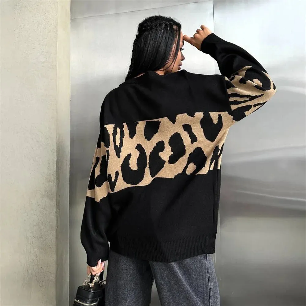 Ladies Leopard loose Sweater
