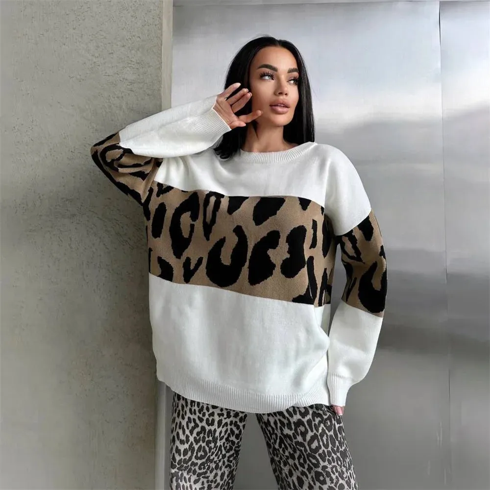 Ladies Leopard loose Sweater