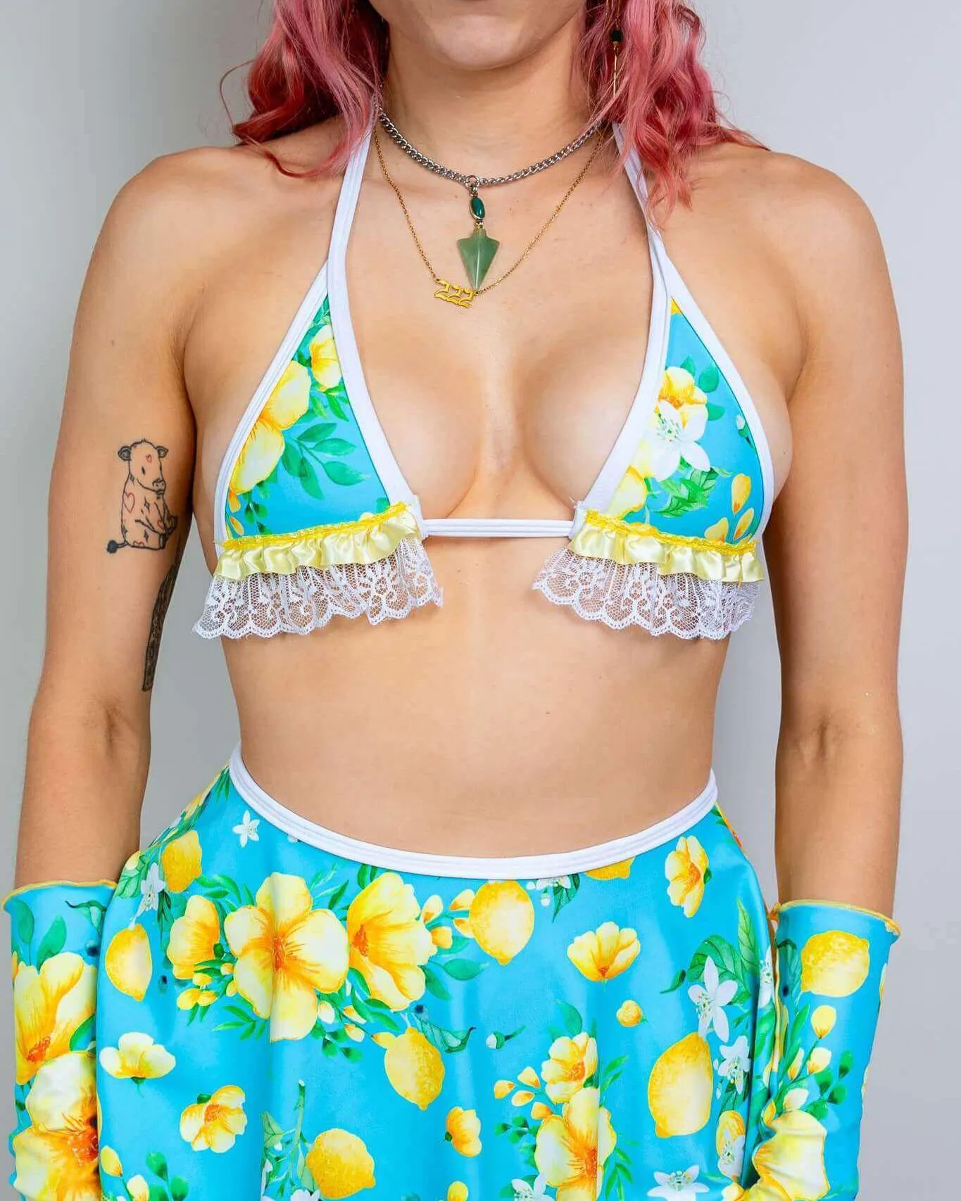 Lemon Drop Bikini Top with Ruffles