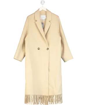 MANGO Cream Fringe Wool-blend Coat UK S