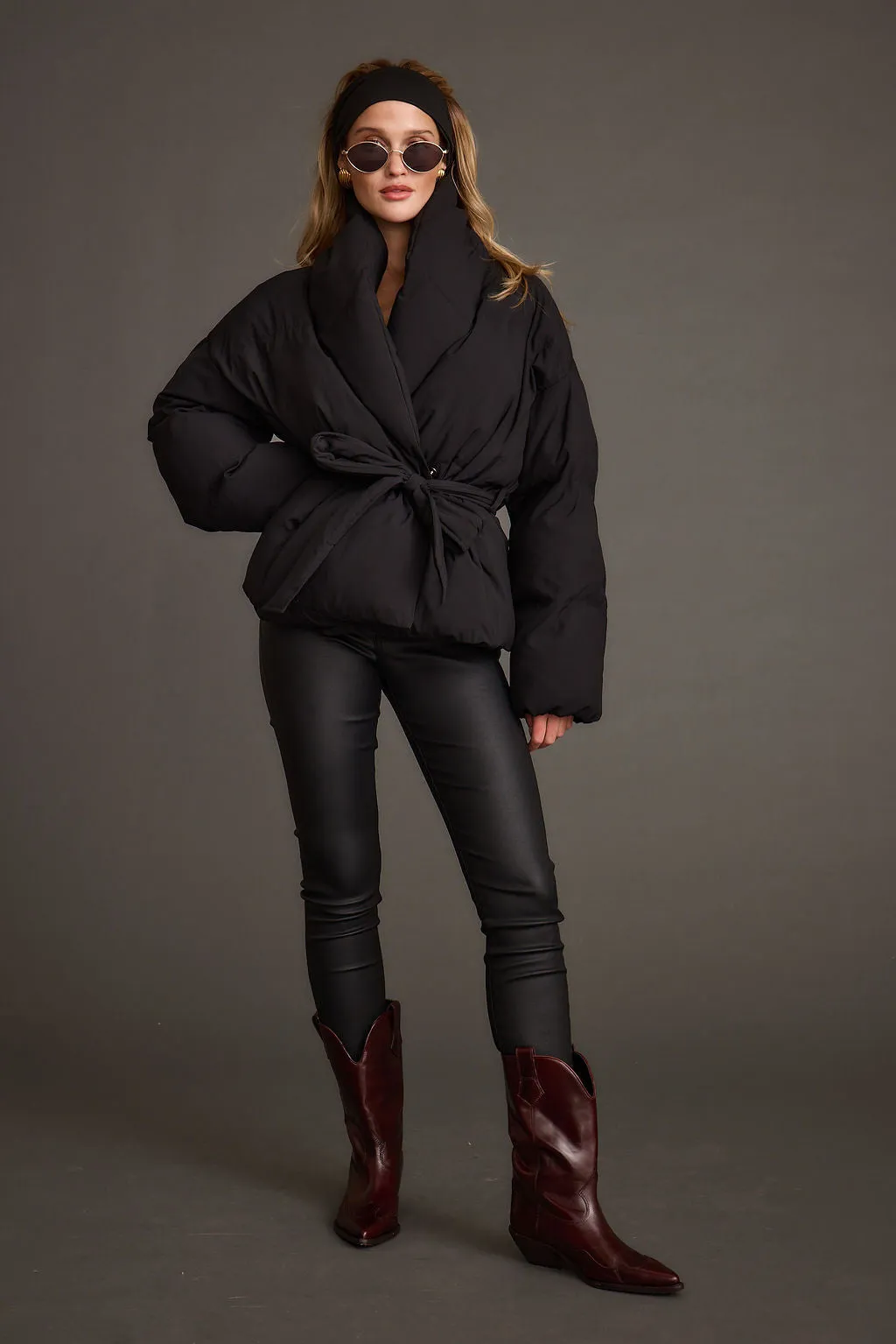 Maverick Black Belted Puffer Coat