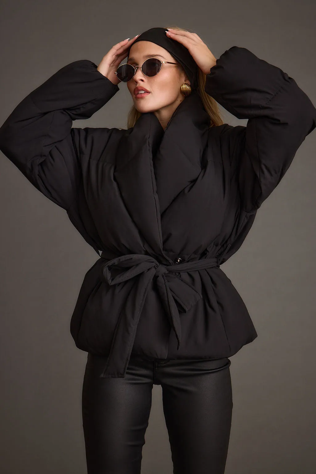 Maverick Black Belted Puffer Coat