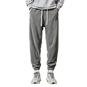 Mens Corduroy Pants Fleece-Lined Thickened Winter Ankle Banded Slacks Men's Chenille Sweatpants