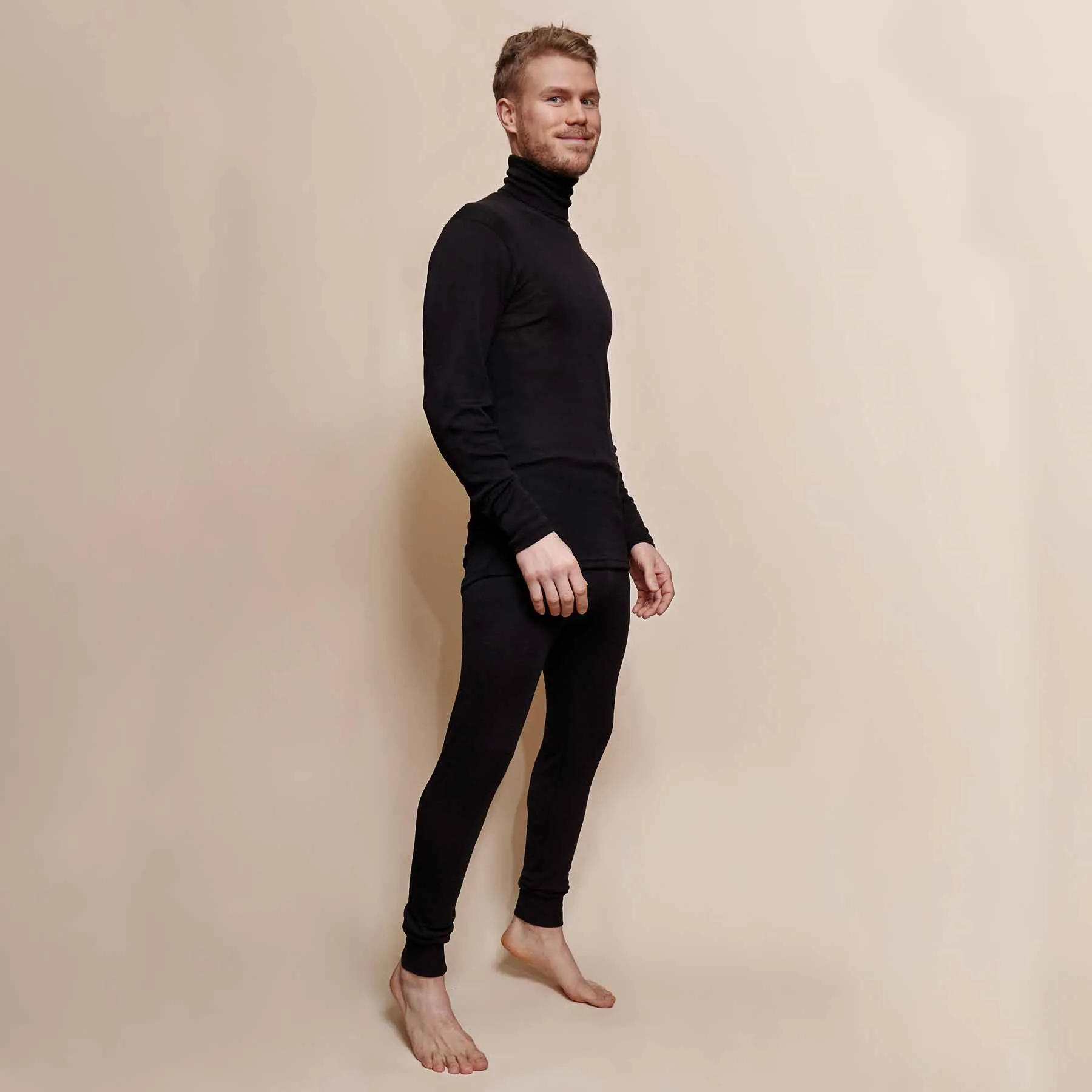 Men's Merino Silk Polo Shirt Black