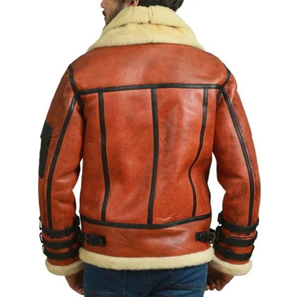 Men's RAF B3 Aviator Faux Shearling Bomber Leather Jacket