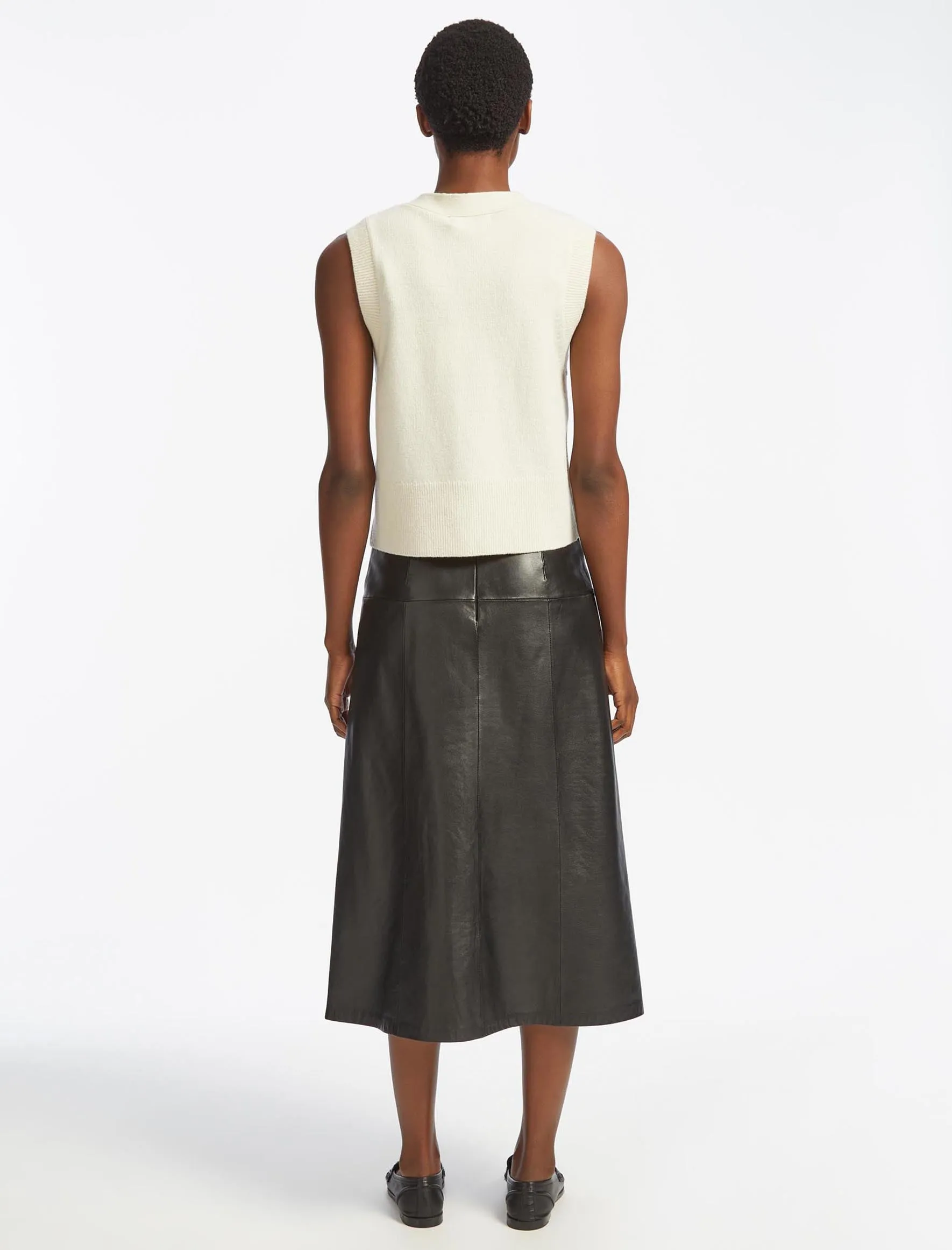 Meryl Wool V Neck Waistcoat - Cream