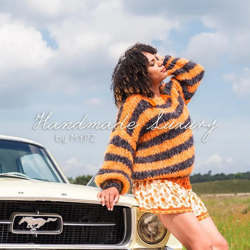 MYPZ Chunky Mohair Pullover Orange-Black