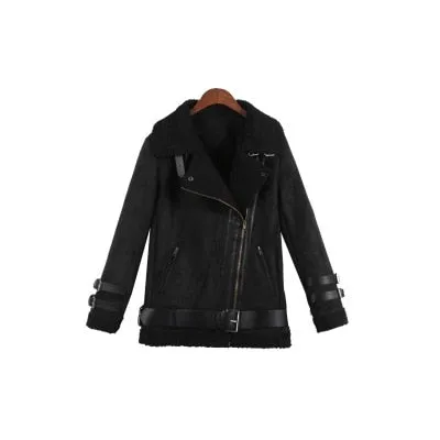 New 2016 Winter Women Shearling Coats Faux Suede Leather Jackets Coat Faux Lambs Wool Patchwork Coat Outerwear S-XXL W893