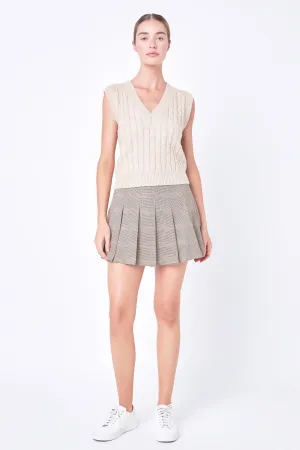 Pleated Check Skort
