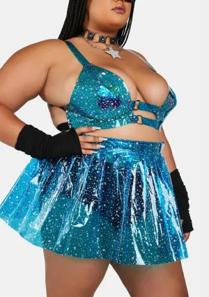 Plus Aqua Chasing Starlight Vinyl Skirt