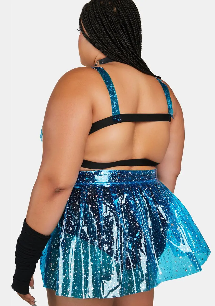 Plus Aqua Chasing Starlight Vinyl Skirt
