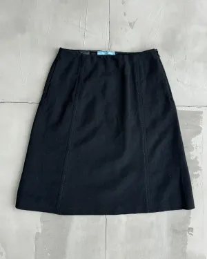 PRADA BLACK WOOL MIDI SKIRT - S