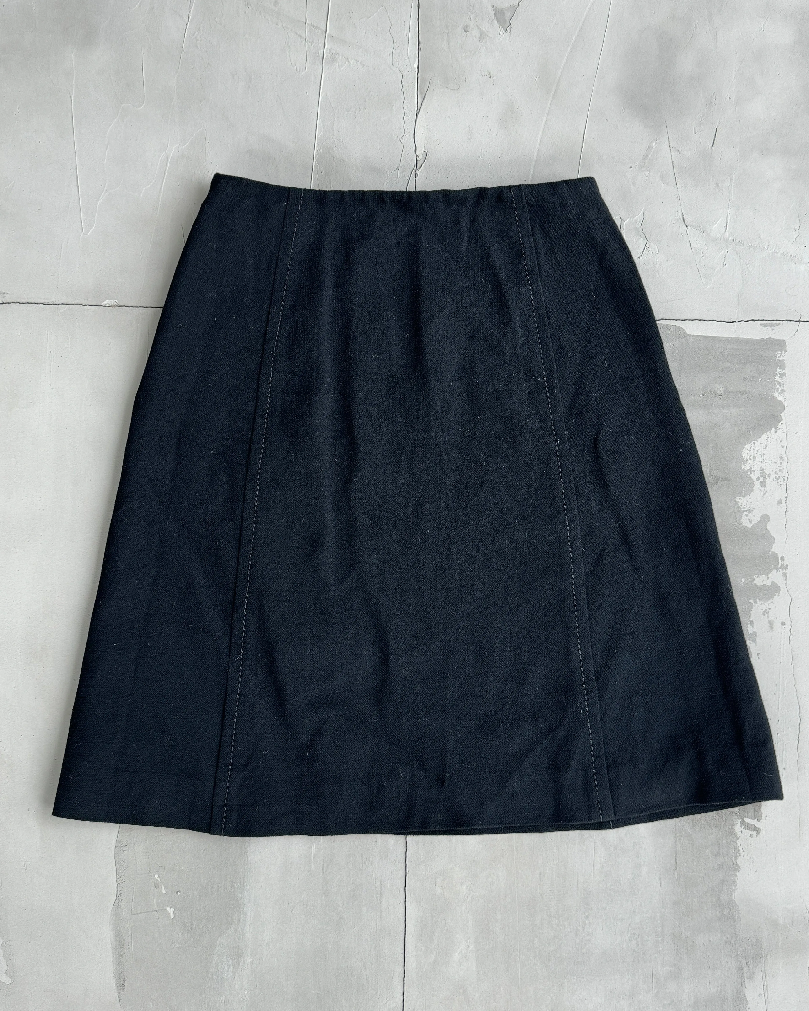 PRADA BLACK WOOL MIDI SKIRT - S