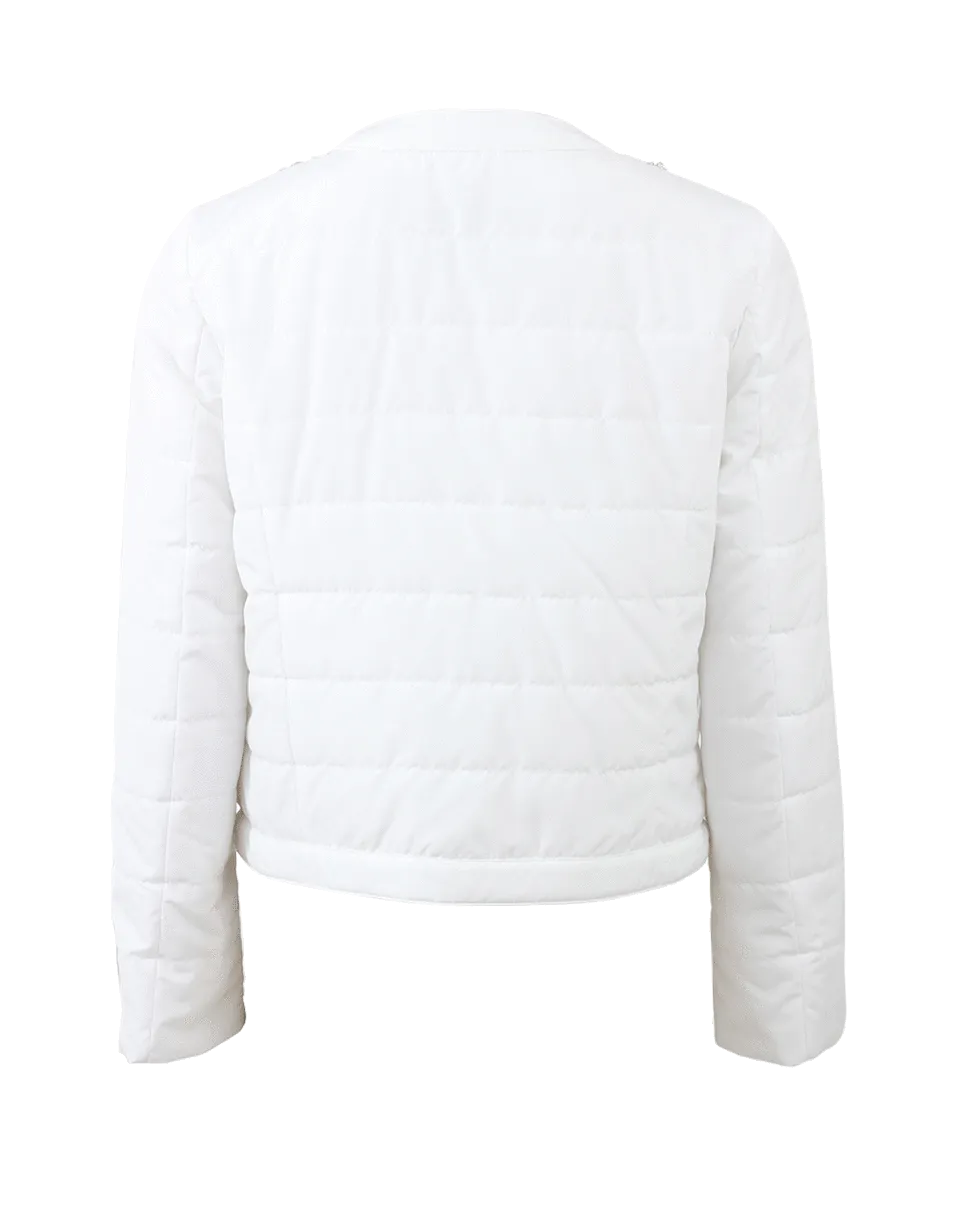 Puffer Coat With Jeweled Neck